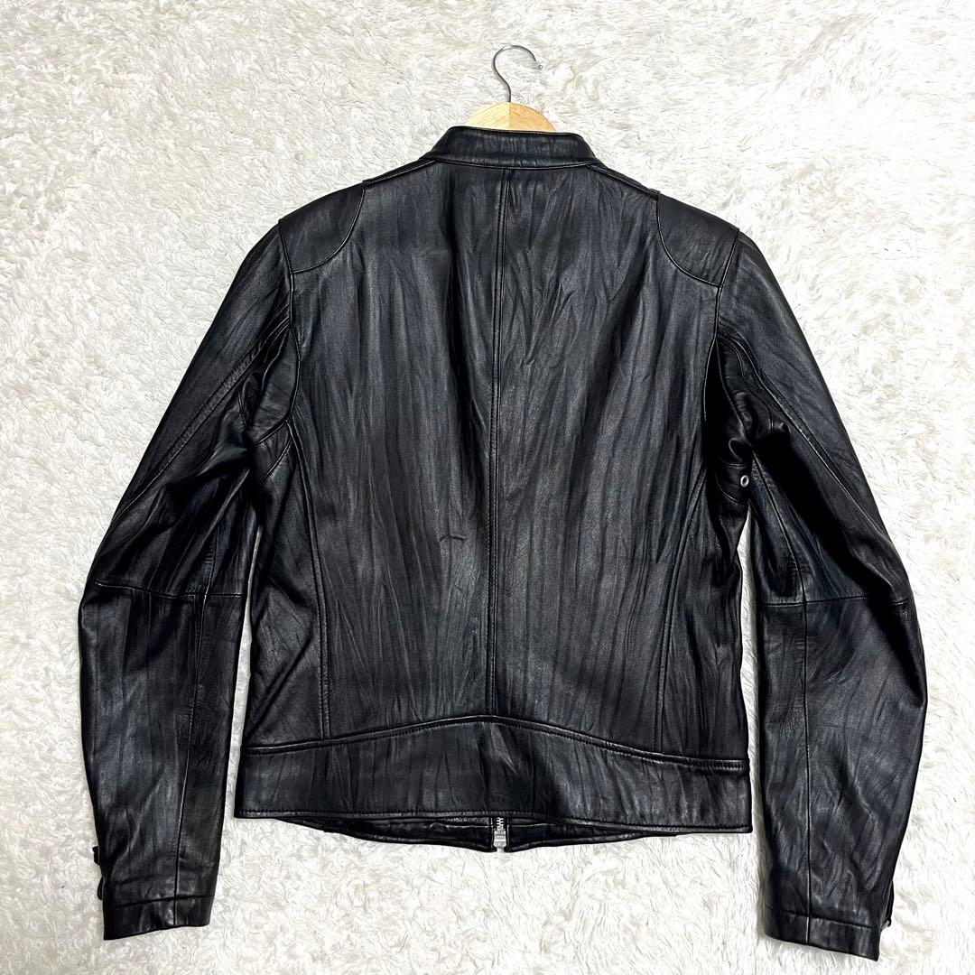 ✨美品✨激レア オールドユニクロ レザージャケット ラムレザー シワ加工 M