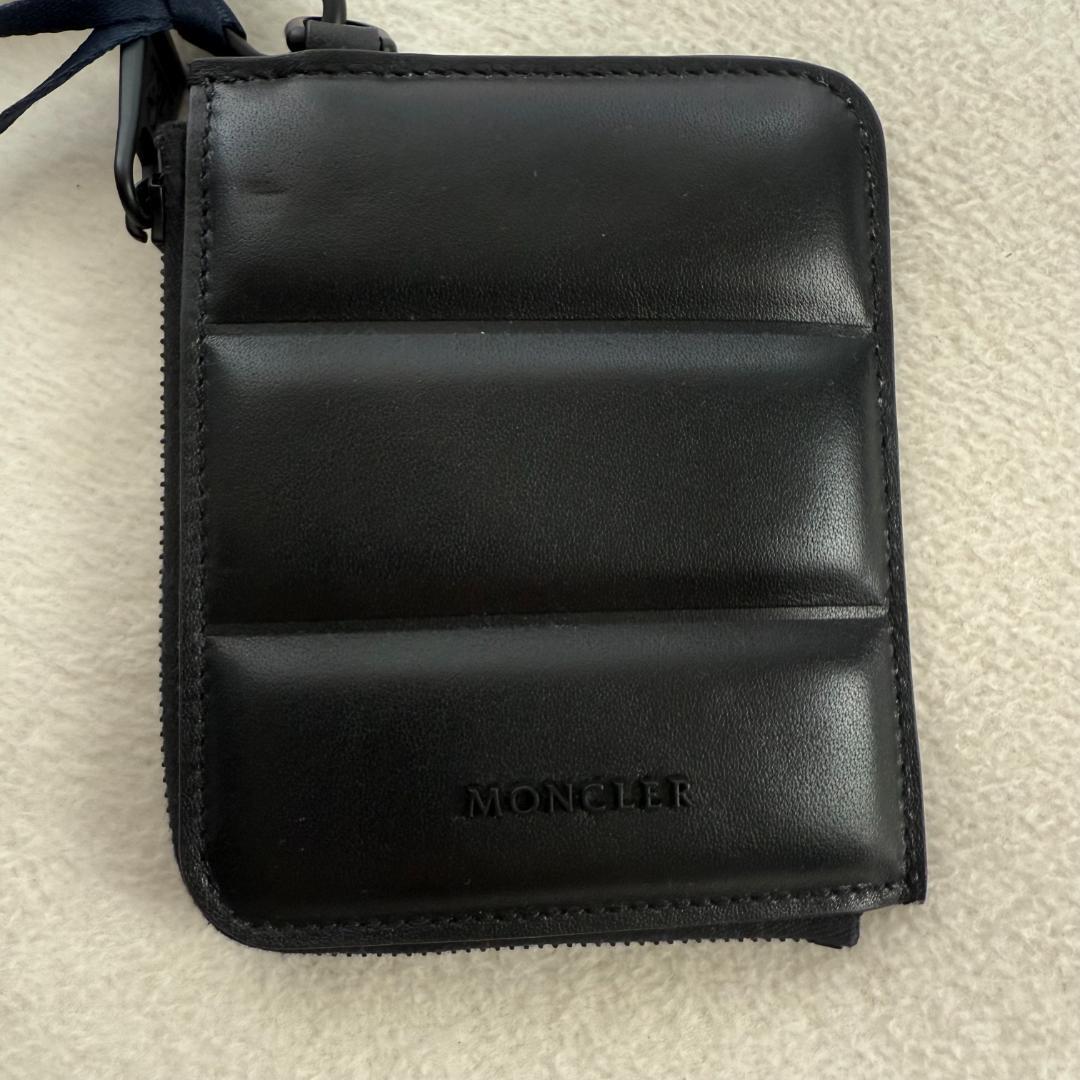 新品未使用 MONCLER 財布 カードケース ケース 黒 レザー