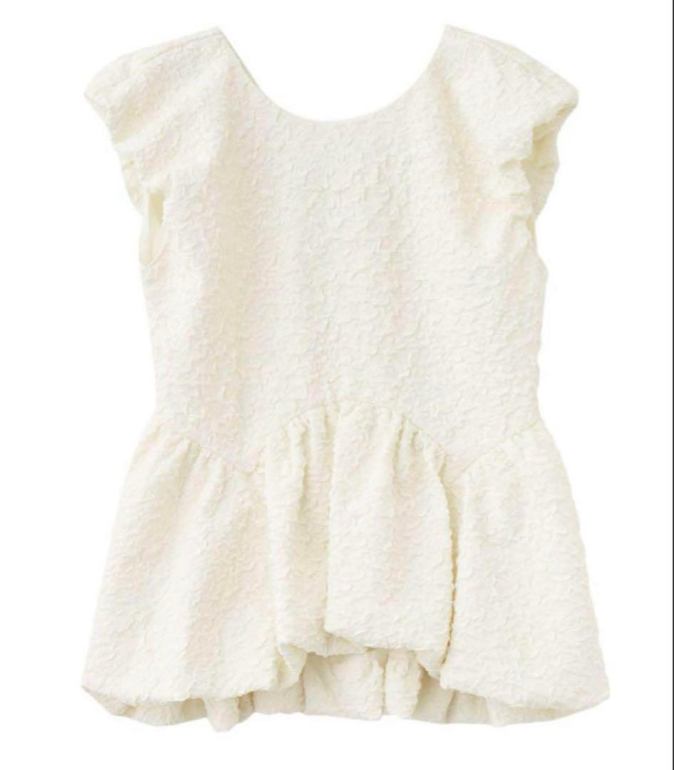 COCODEAL 膨れジャガードぺプラムトップス ホワイト