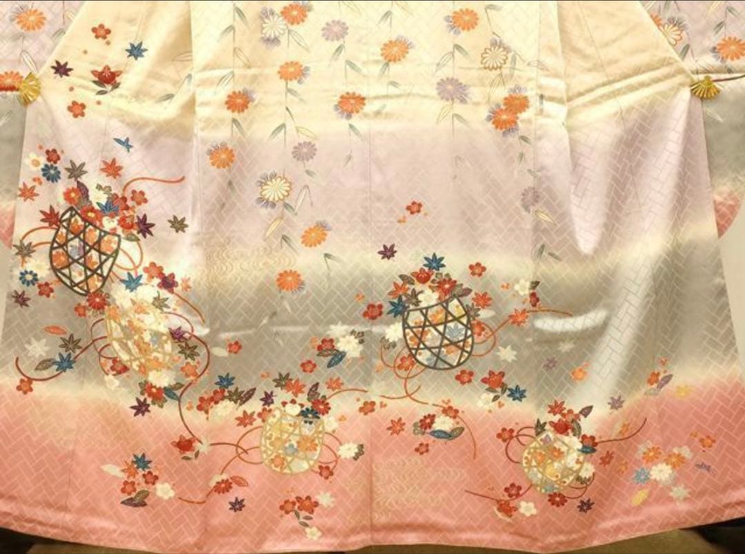 振袖 フルセット6点サイズS〜M 刺繍　飾花文　暈し染め　金糸　金彩　正絹
