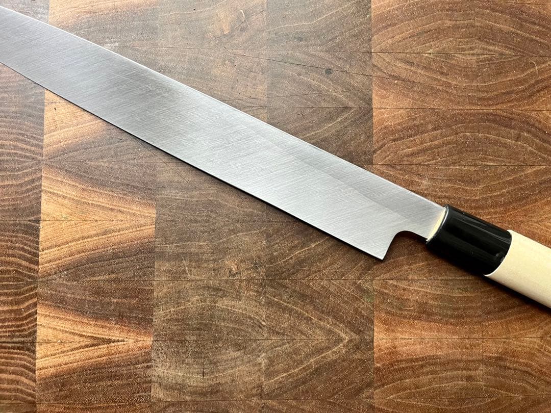 中川打刃物　柳刃　9寸　270mm 包丁　白鋼　霞　刺身　和包丁