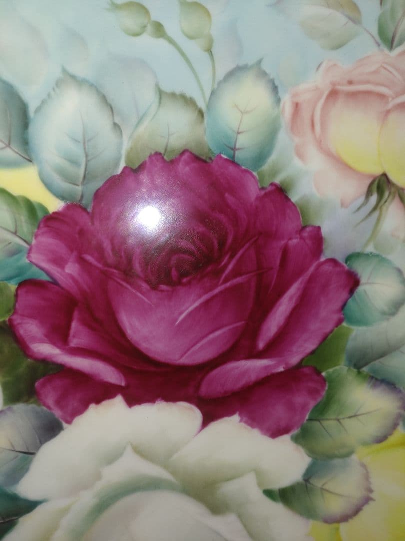 ノリタケ素描薔薇画皿（ハンドペイント）
