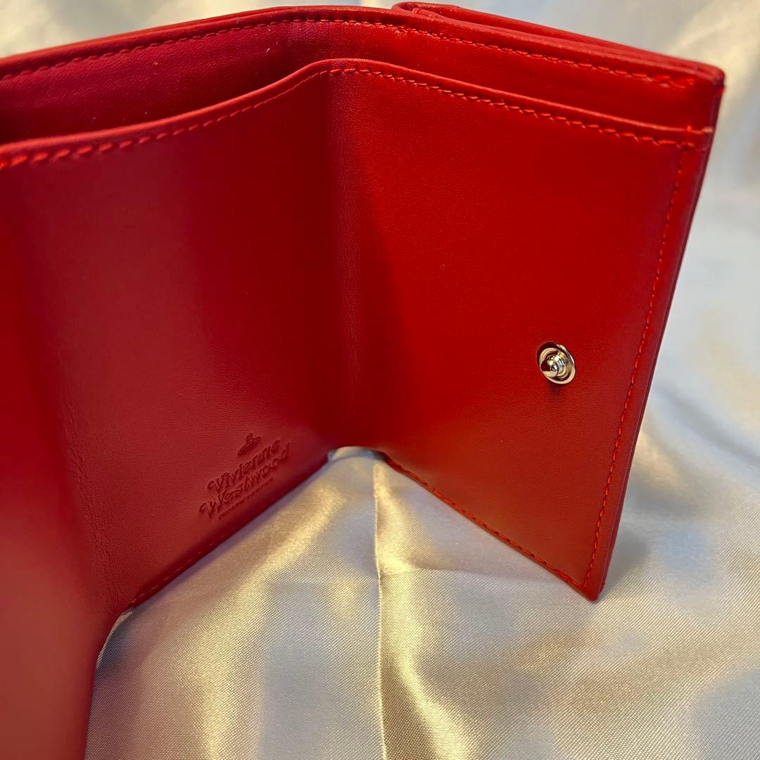 新品 Vivienne Westwood レッド ヴィヴィアン柄 三つ折り財布