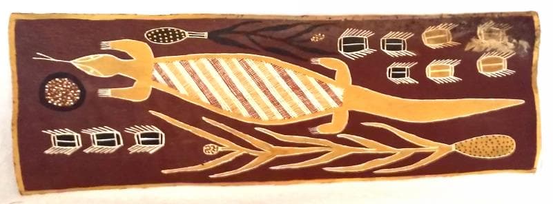 アポリジニーペイント　オーストラリア原住民　木の皮の絵画　至玉のアート　入魂