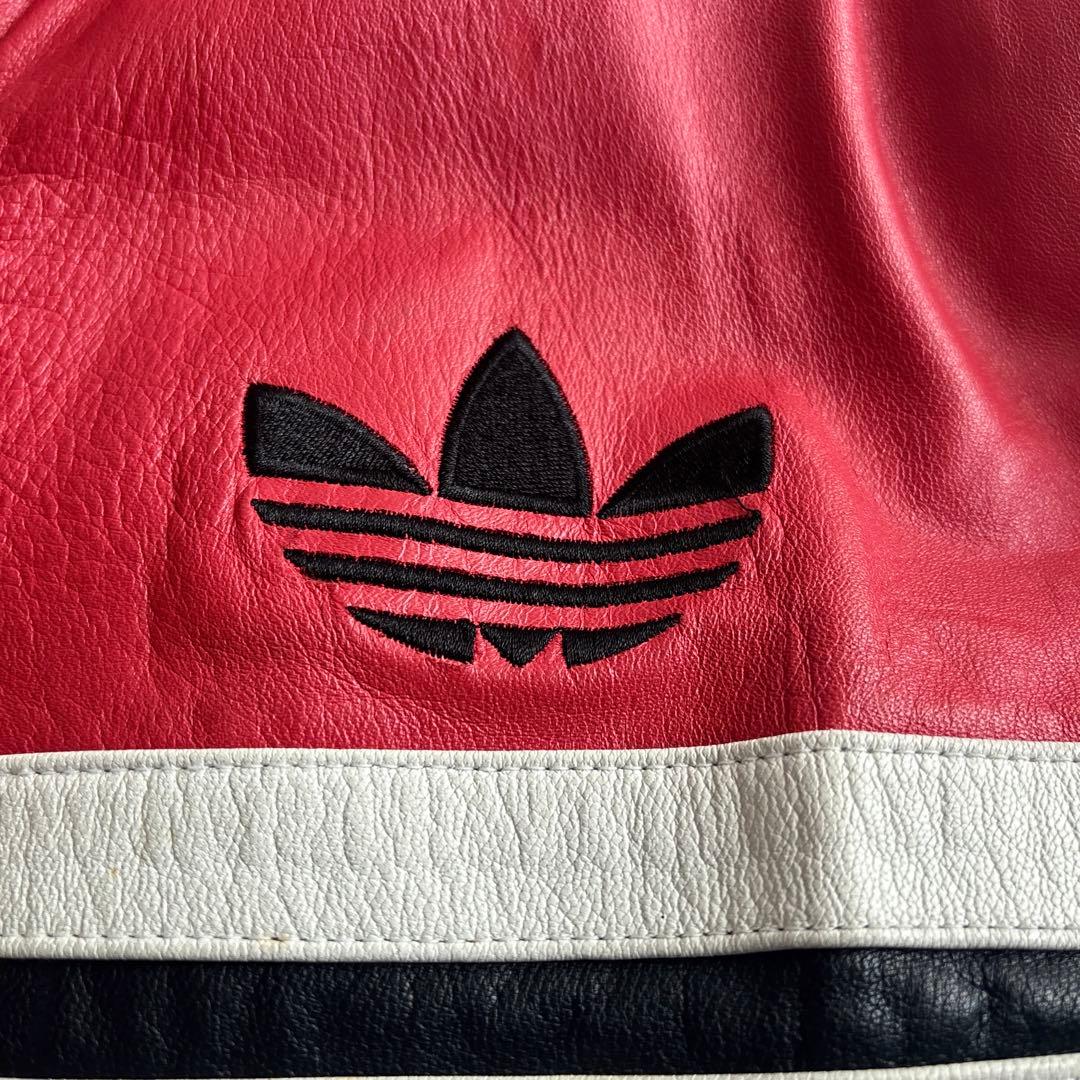 90's■adidas 【L】本革 羊革レザージャケット ライダース デサント製