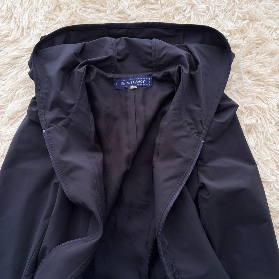 【訳アリ格安✨】M'S GRACYスプリングコート フリル フード ナイロン 紺