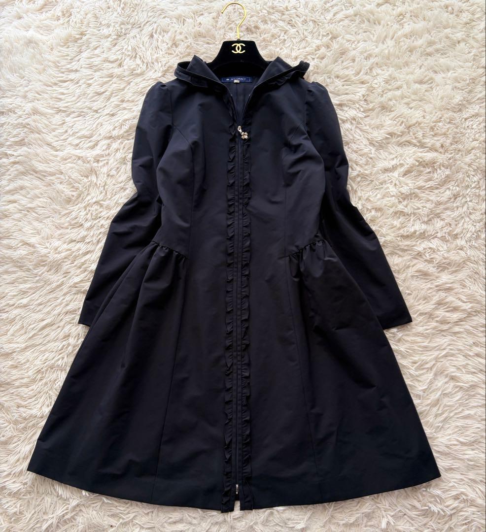 【訳アリ格安✨】M'S GRACYスプリングコート フリル フード ナイロン 紺