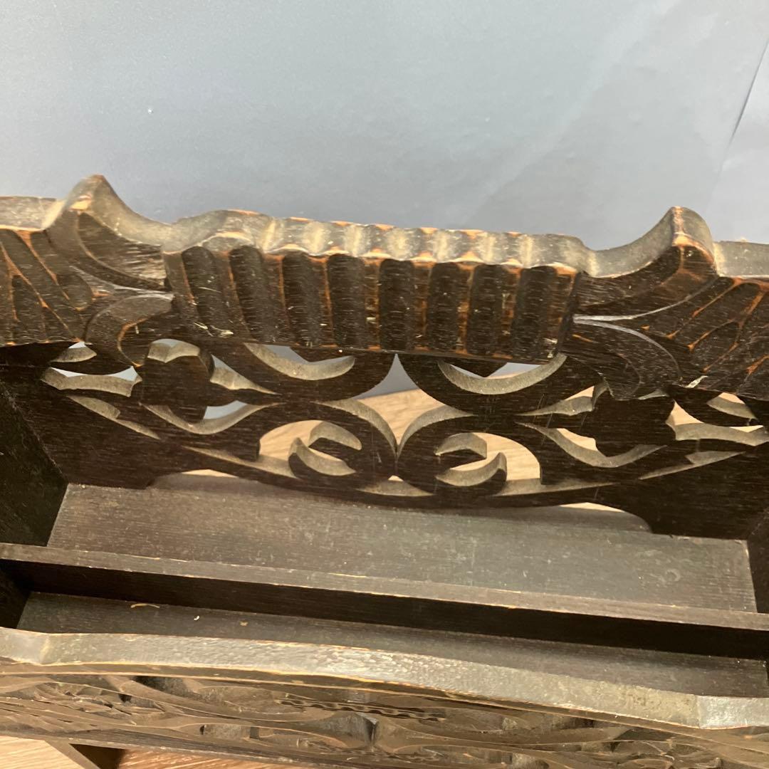 A-3 昭和レトロ アンティーク 木製 マガジンラック 民芸家具 彫刻