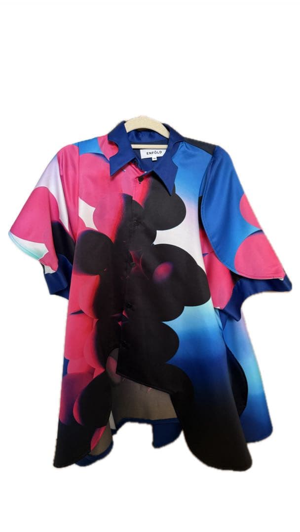 多色抽象デザイン半袖シャツ