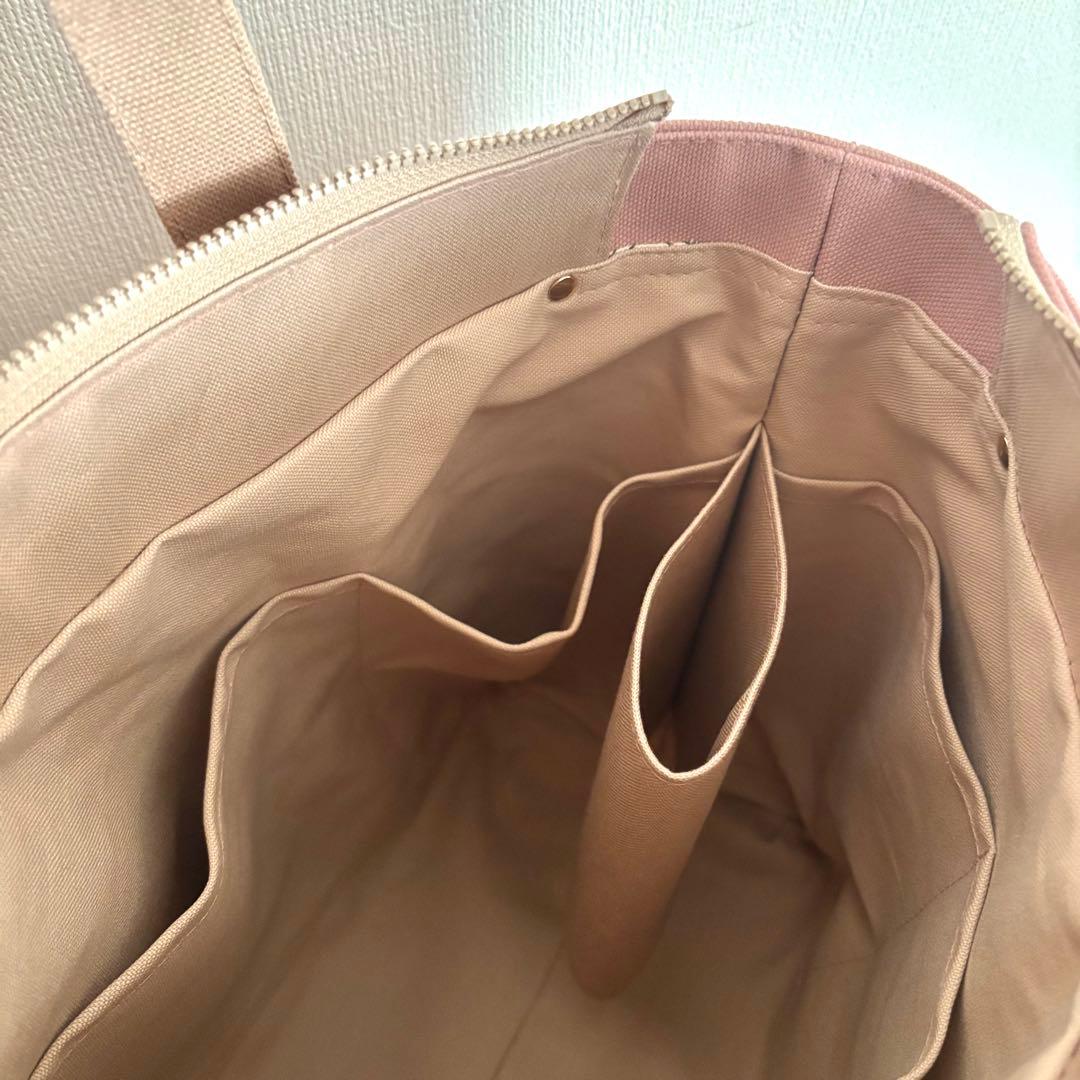 【ゆー】あおりポケット付きトートバッグL 倉敷8号帆布　スモーキーコーラル