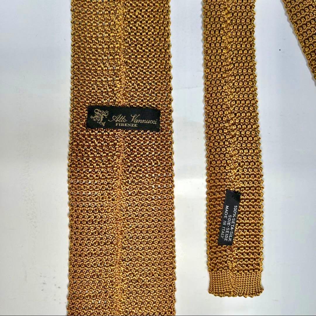 アットヴァンヌッチ セブンフォールドニットタイ7cm幅 マスタードイエロー