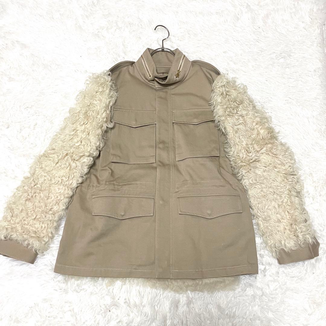 【専用】ドゥロワージャケット　ムートンコンビ　切り替え　ベージュ　36