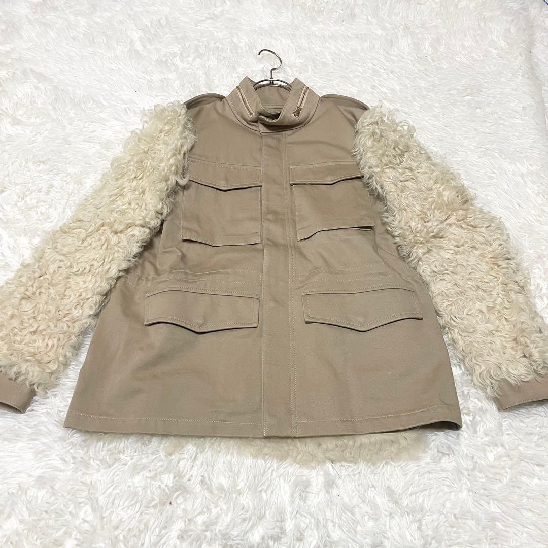 【専用】ドゥロワージャケット　ムートンコンビ　切り替え　ベージュ　36