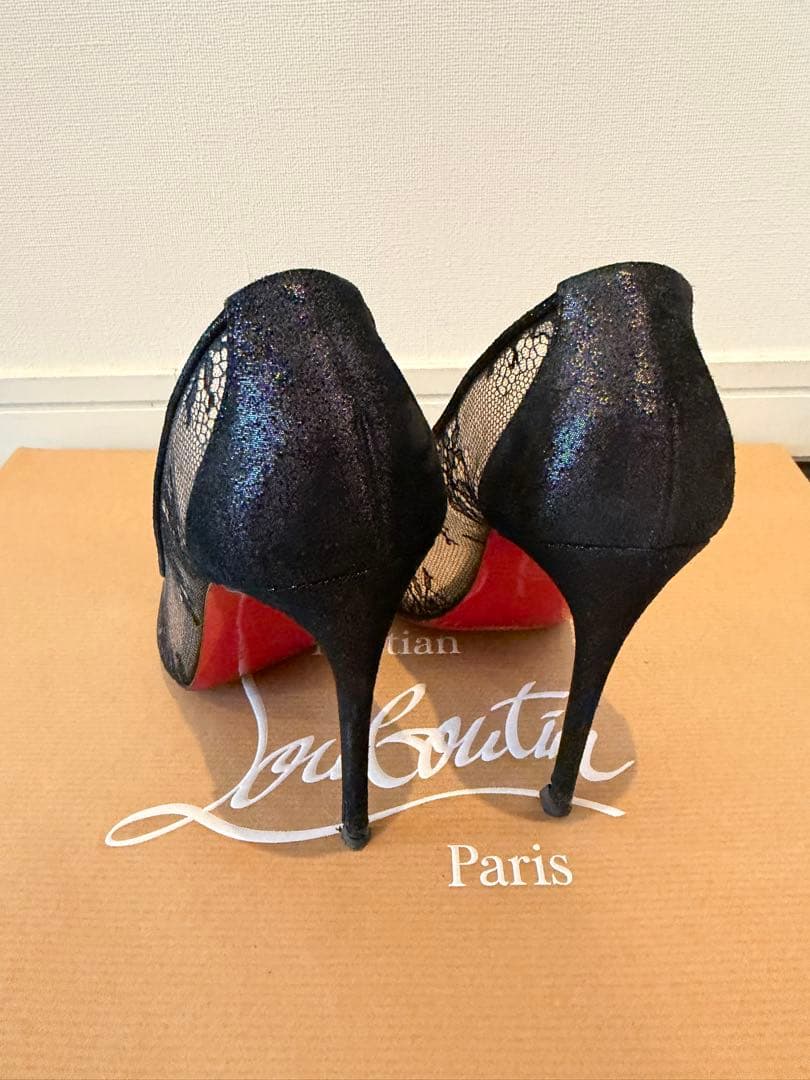 美品！Christian Louboutin 黒レースハイヒール36.5サイズ