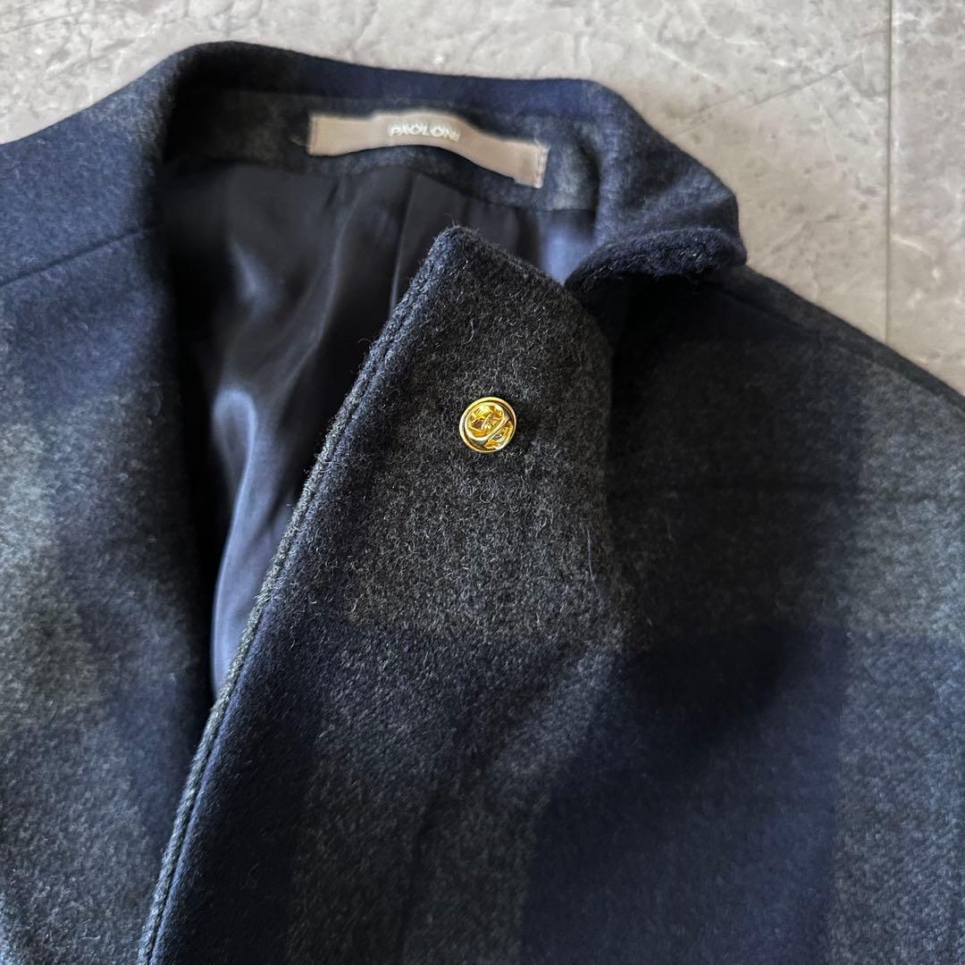 PAOLONI パオローニ チェック柄 ウールメルトン チェスターコート L