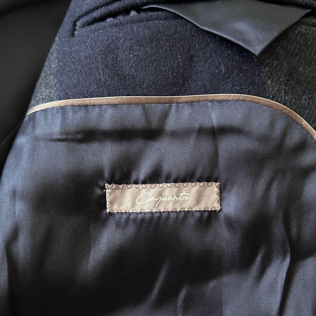 PAOLONI パオローニ チェック柄 ウールメルトン チェスターコート L