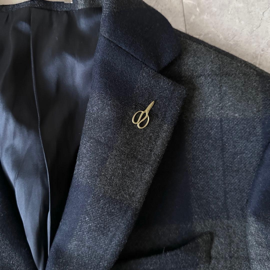 PAOLONI パオローニ チェック柄 ウールメルトン チェスターコート L