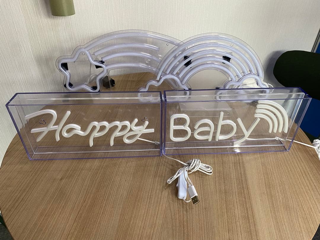 ネオンライトボックスタイプ BABY、HAPPY 、ネオンライト虹、流星　4点