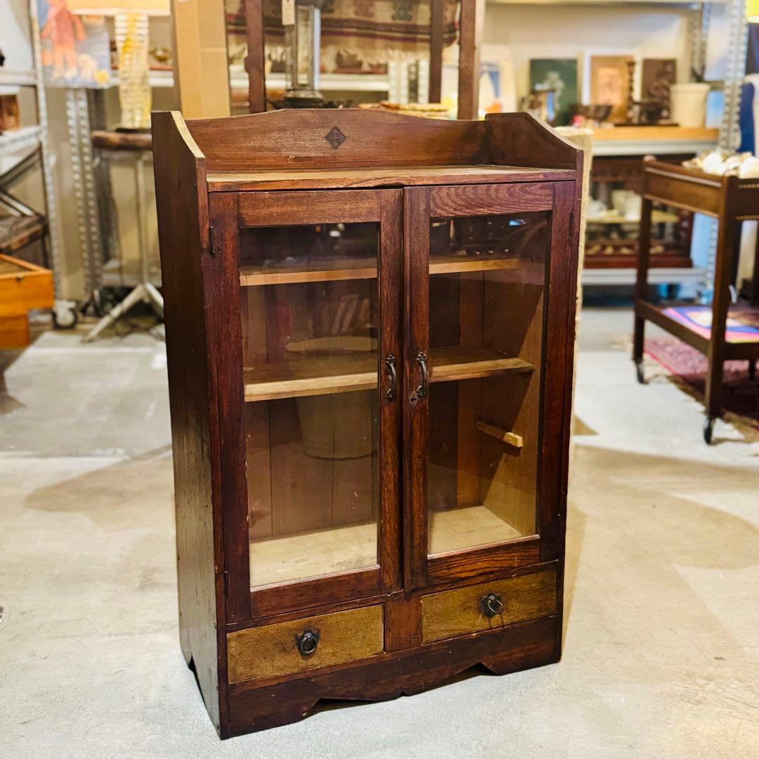 昭和前期 木製ガラスキャビネット hohoho