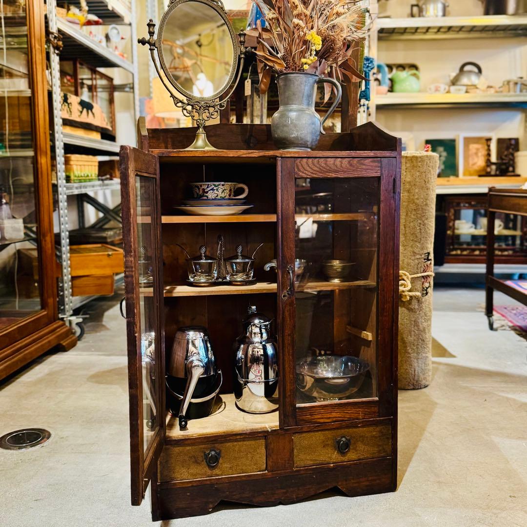 昭和前期 木製ガラスキャビネット hohoho