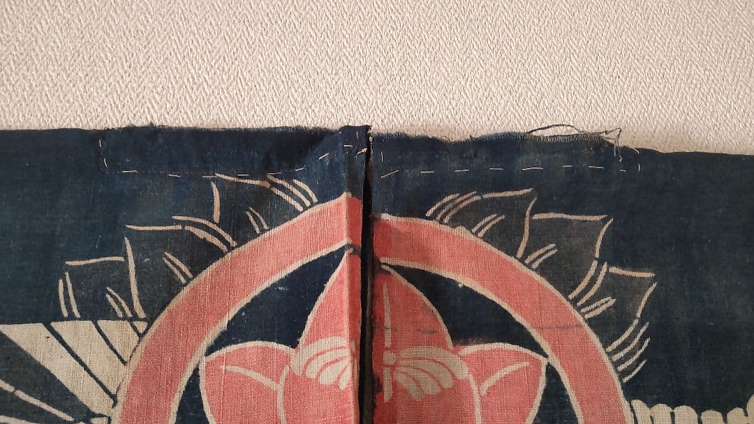 古布 万祝 まいわい アンティーク 筒がき 骨董 鶴 亀 襤褸 型染 大漁 希少