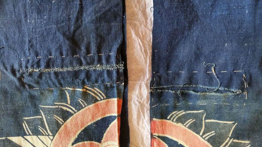 古布 万祝 まいわい アンティーク 筒がき 骨董 鶴 亀 襤褸 型染 大漁 希少