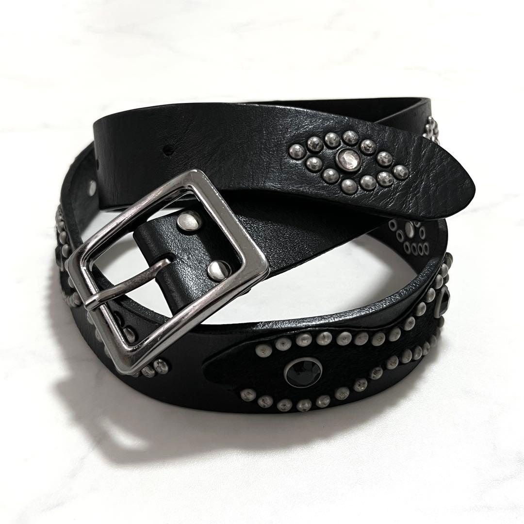 BUFFALO BOBS 本革 レザーベルト スタッズベルト 黒 ブラック