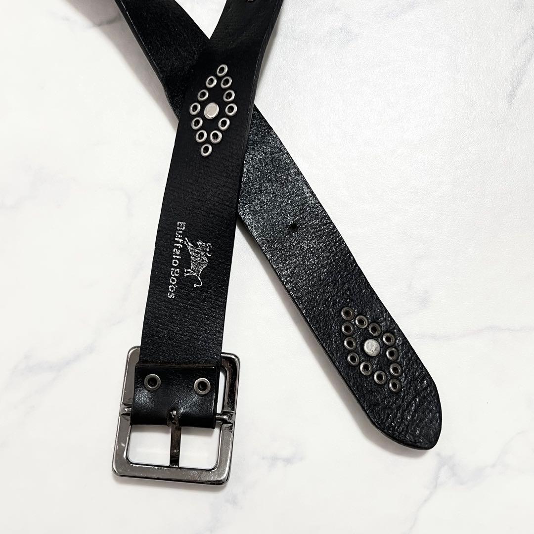 BUFFALO BOBS 本革 レザーベルト スタッズベルト 黒 ブラック