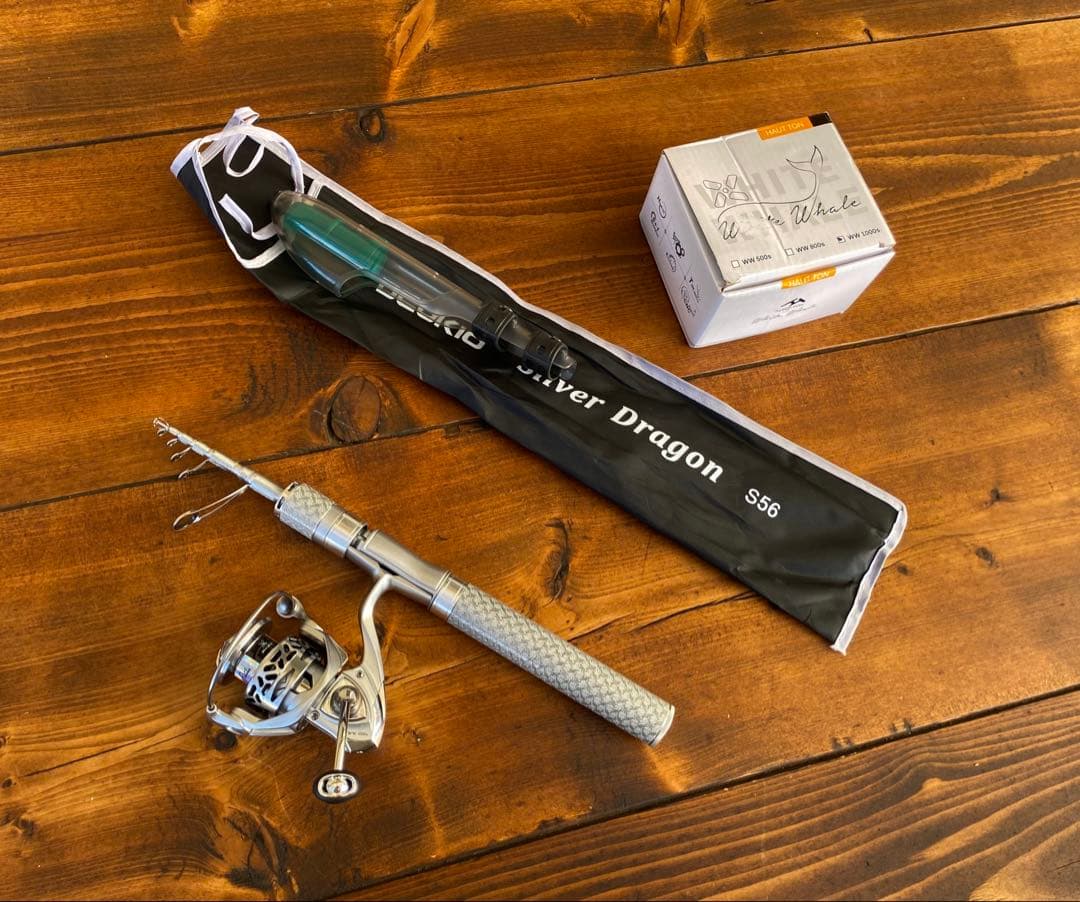 釣り竿セット　テレスコロッド　5ft6inch 渓流　トラウトロッド　シルバー
