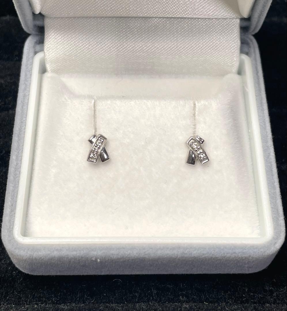 K18WG ピアス ダイヤモンド0.1ct 0.7g 18金ホワイトゴールド