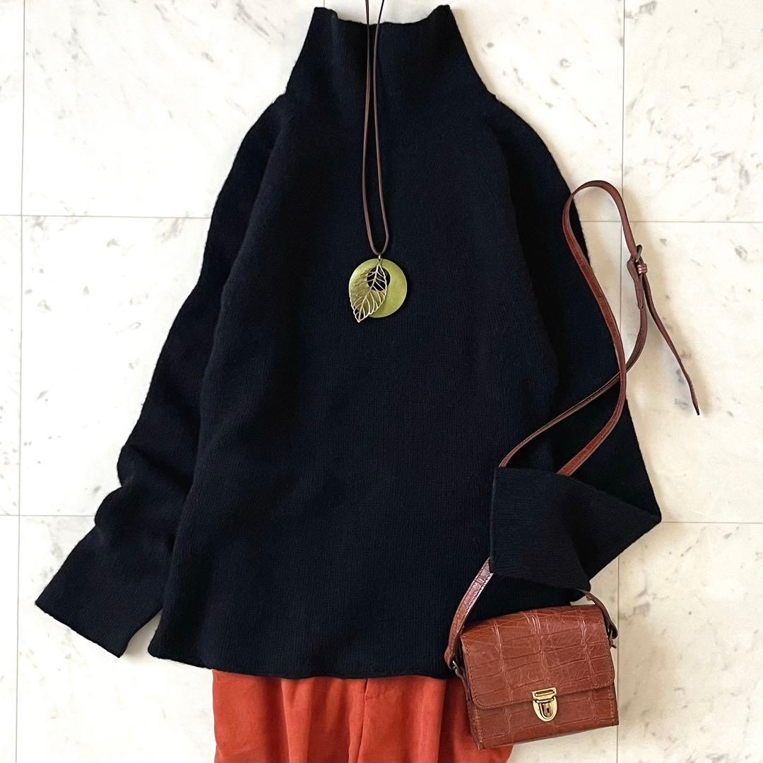 美品＊ヨーガンレール ヤクウールアルパカ混タートルネックニット M ブラック黒