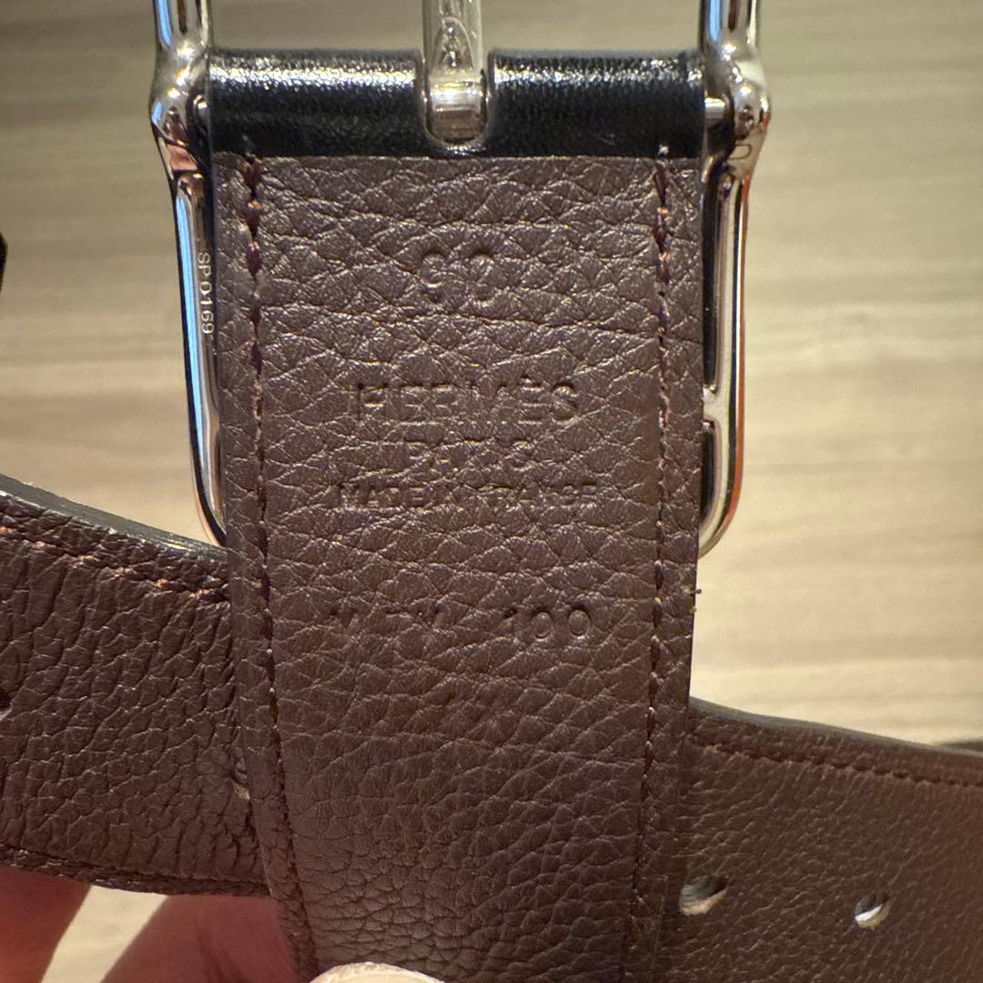 エルメス メンズ レザーベルト ブラウン&黒リバーシブル（約104.5cm）