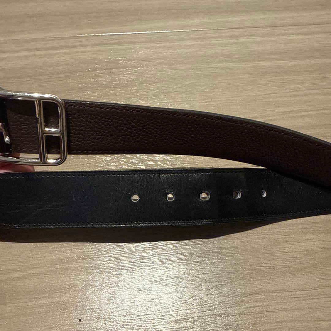 エルメス メンズ レザーベルト ブラウン&黒リバーシブル（約104.5cm）