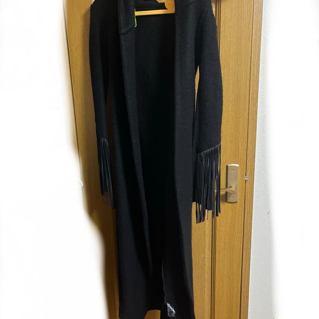 黒 フリンジ付き ロングコート