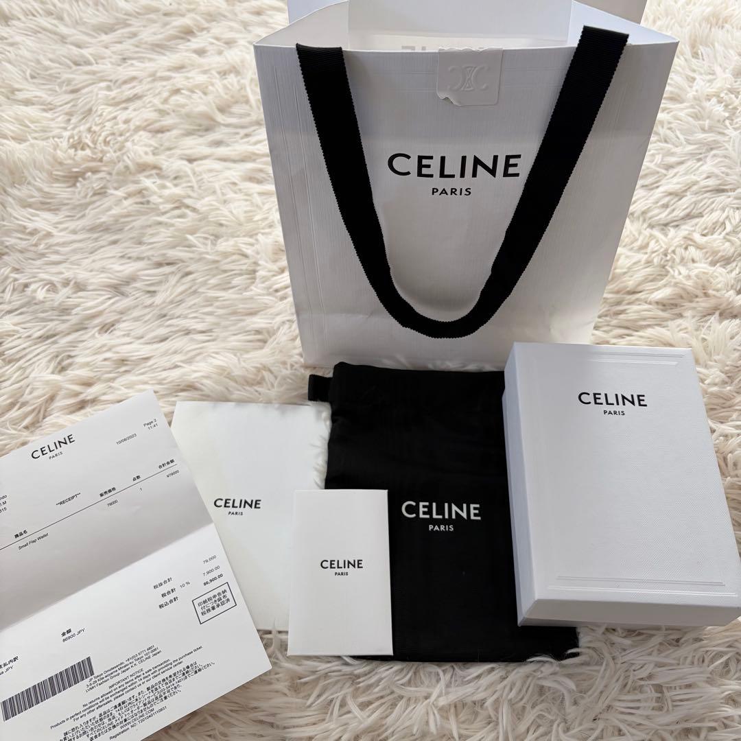 【未使用品級】セリーヌ 三つ折り財布 トリオンフ スモールフラップウォレット