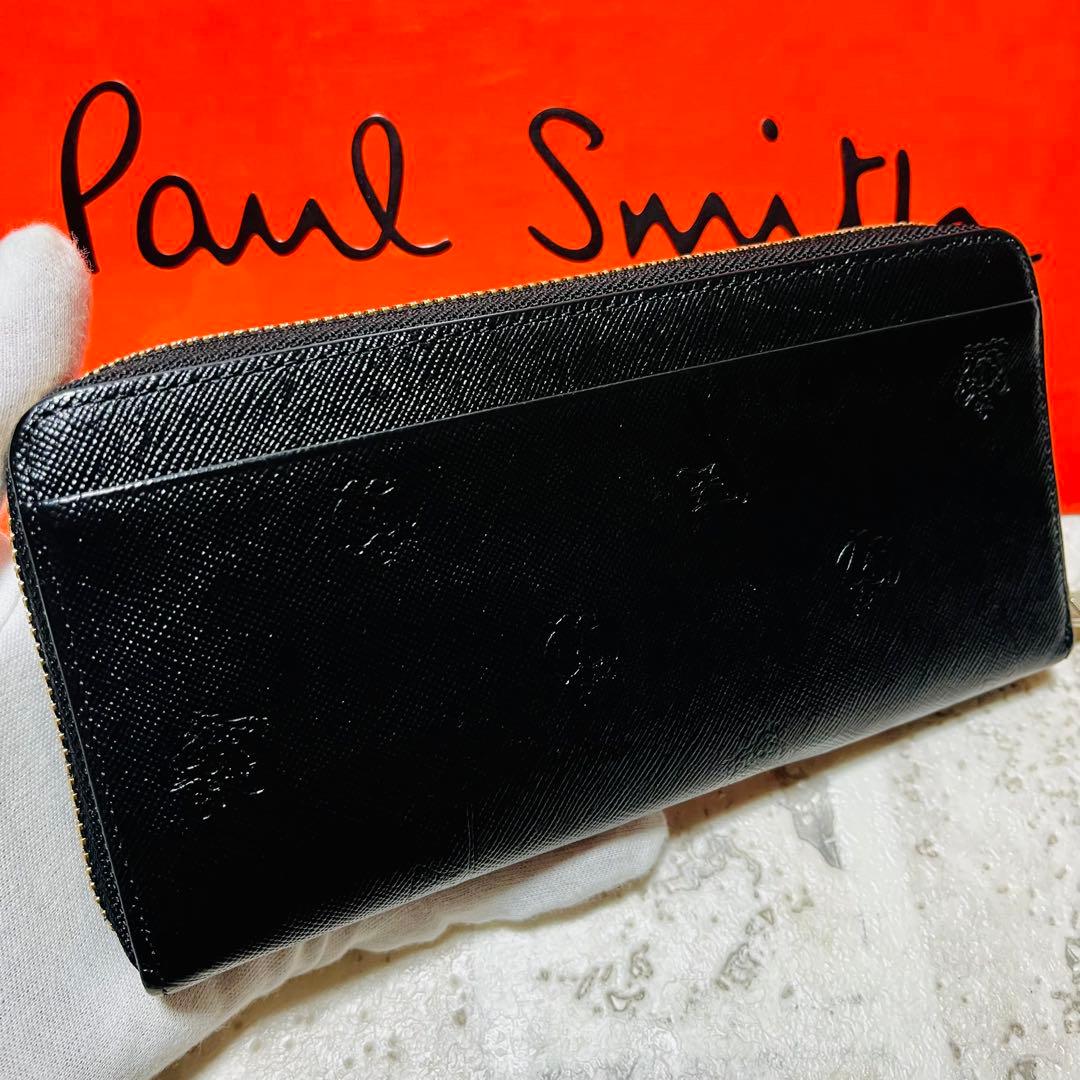 美品 ポールスミス ポールドローイング 長財布 ラウンドファスナー 9335