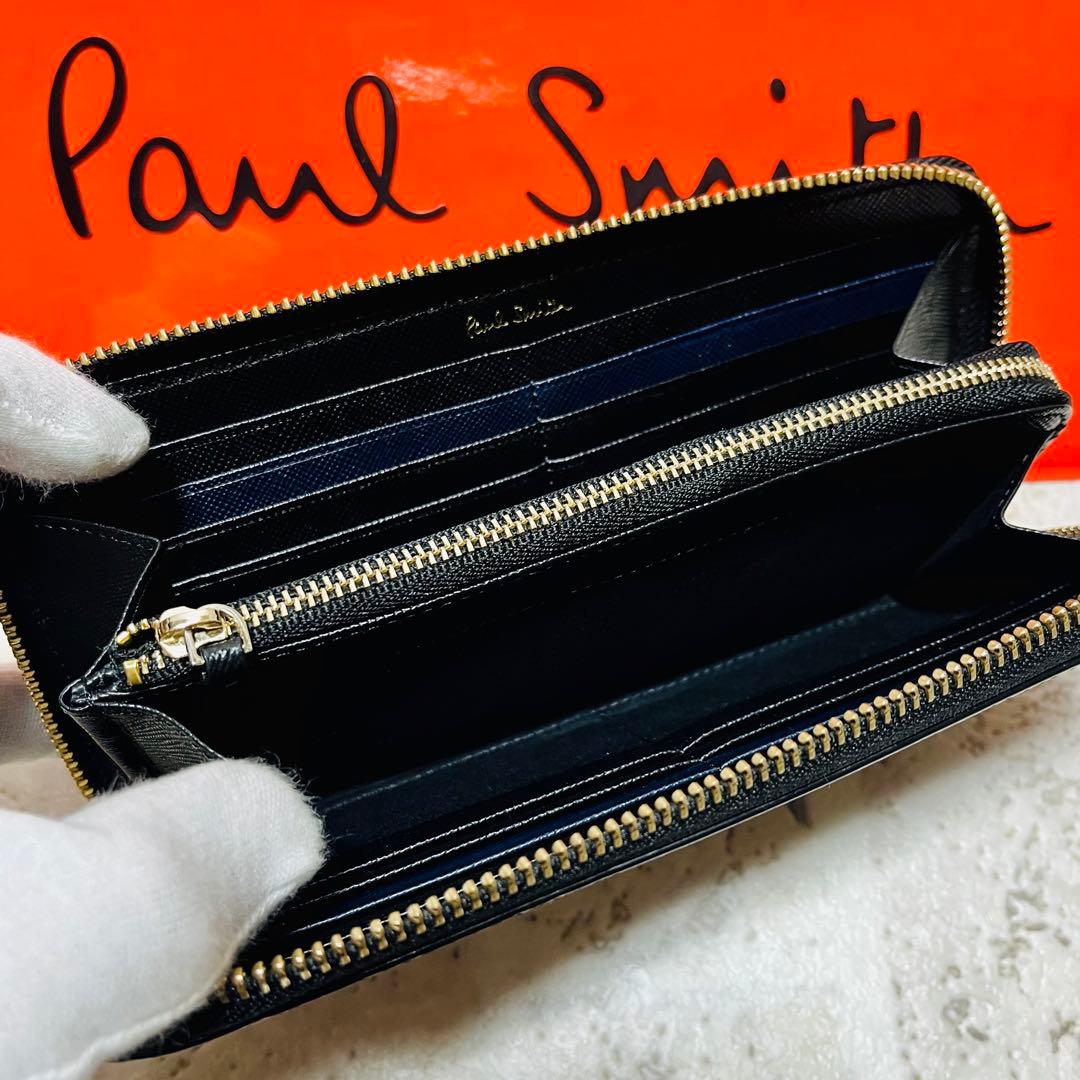 美品 ポールスミス ポールドローイング 長財布 ラウンドファスナー 9335