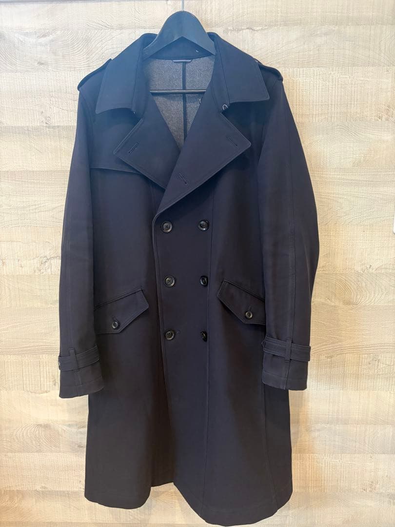 u11_希少junhashimoto トレンチコート　フロントカット　紺サイズ4