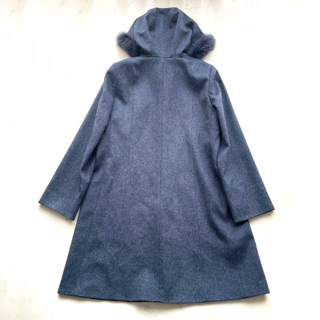 未使用級　レリアン　カシミヤ100% フォックスファー　フーデットコート　9号