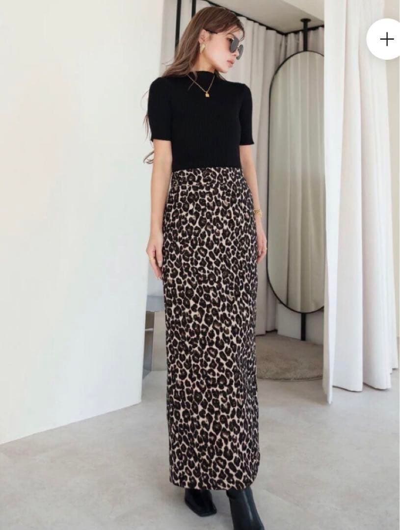 完売品glamlipsジャガードレオパードスカート新品タグ付