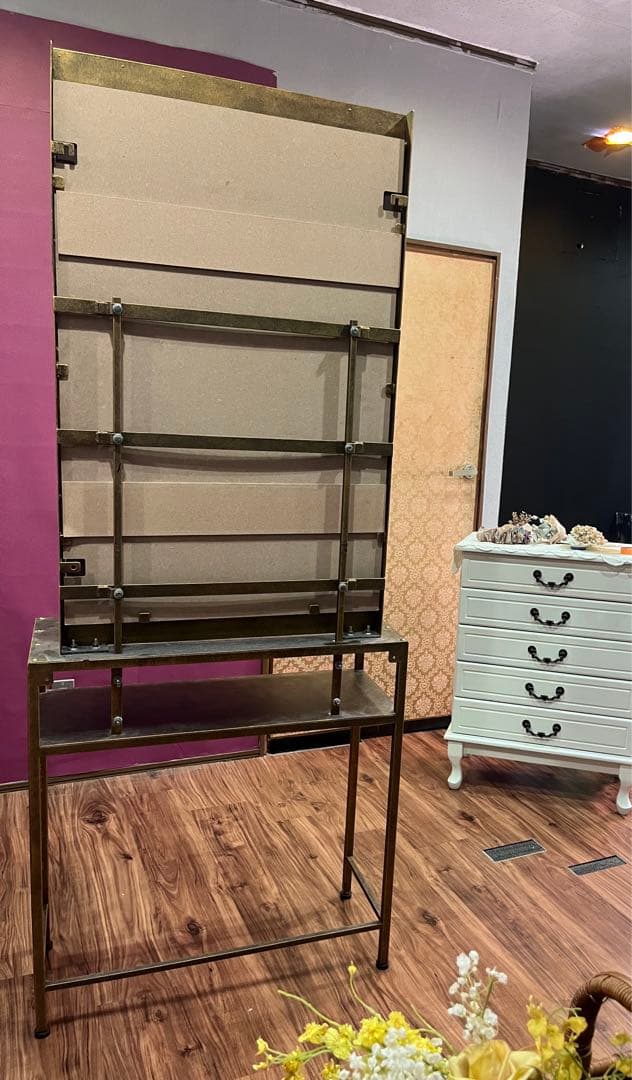 アイアンドレッサー ミラー 鏡 アンティークゴールド 鏡台