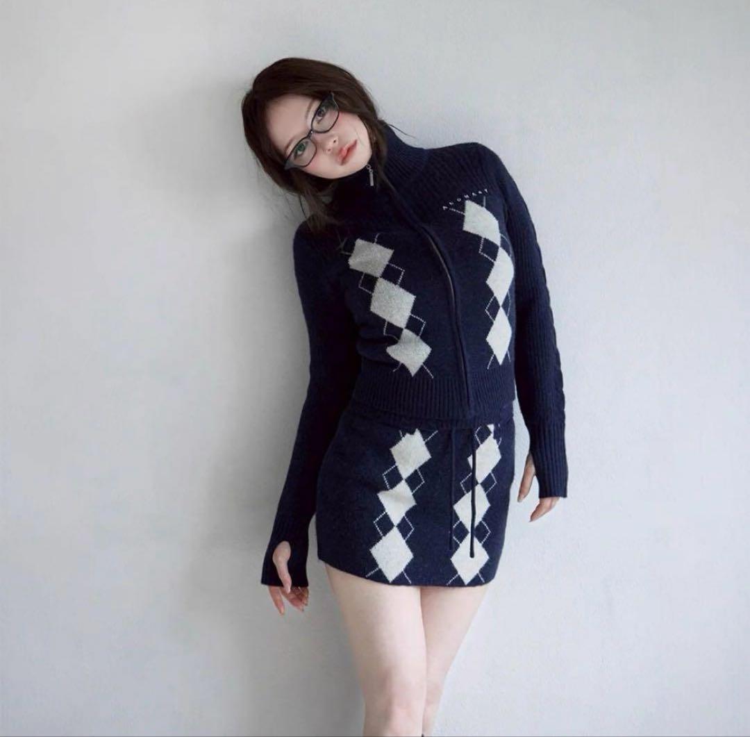 Argyle knit set up アンドマリー セットアップ andmary
