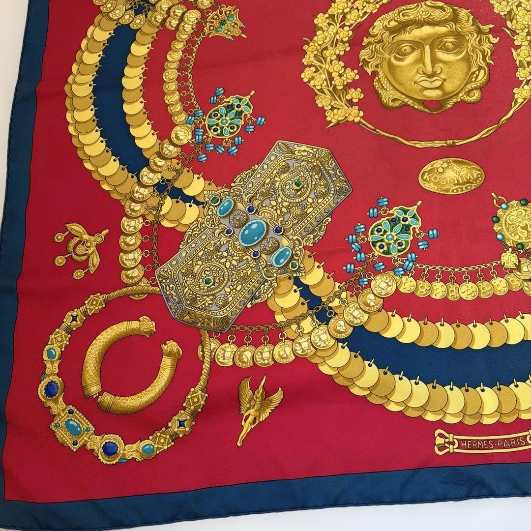 Hermès シルクスカーフ 赤と青