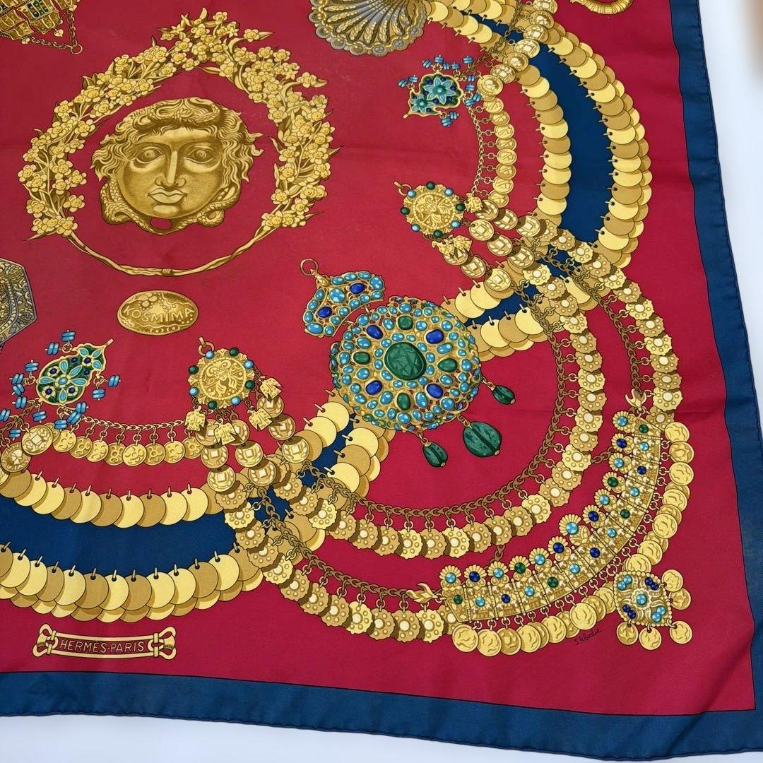 Hermès シルクスカーフ 赤と青