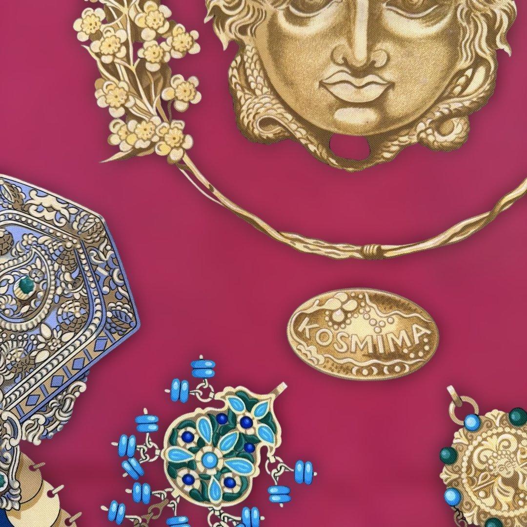 Hermès シルクスカーフ 赤と青