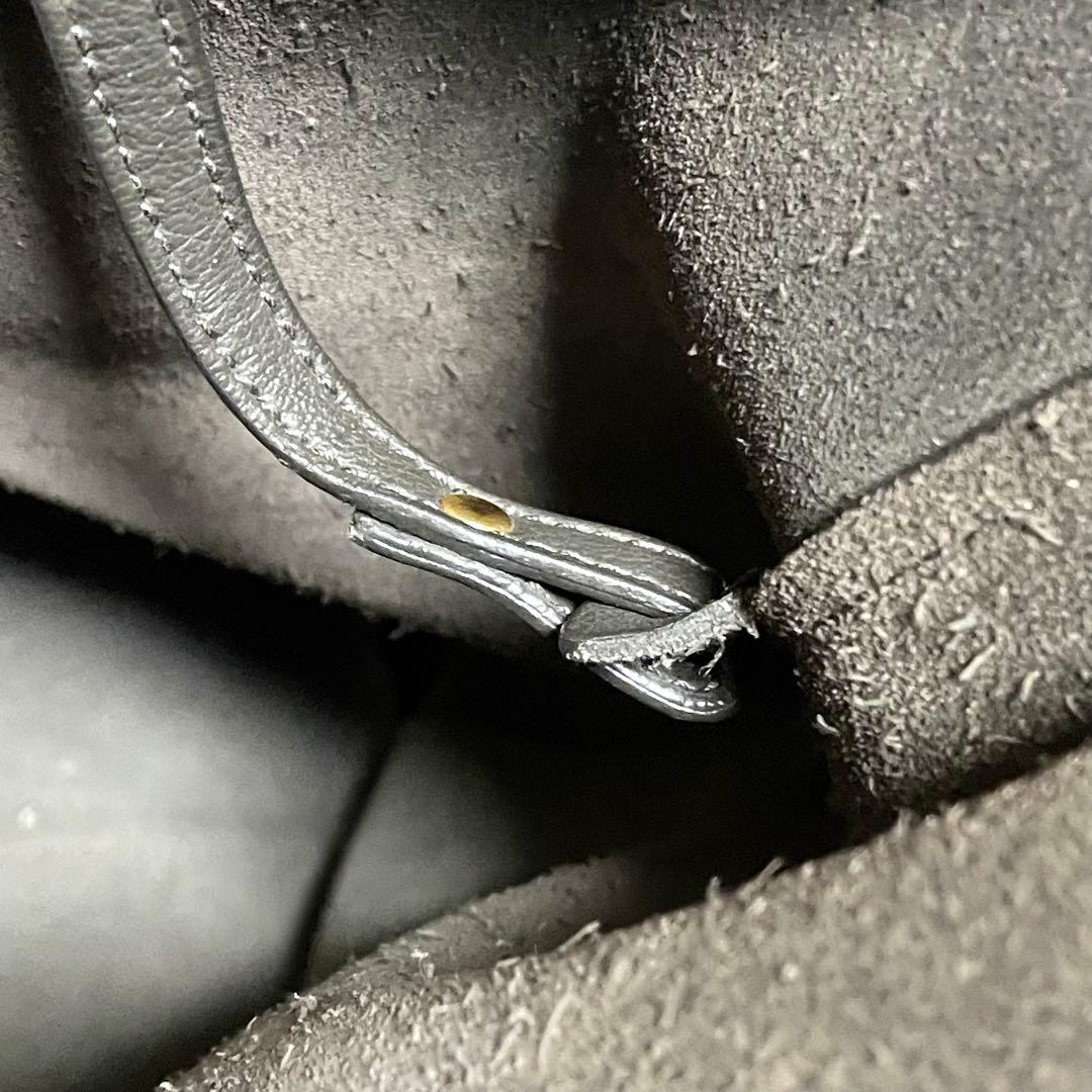 サンローラン サックショッピングトートバッグ ポーチ付 レザー チャコールグレー