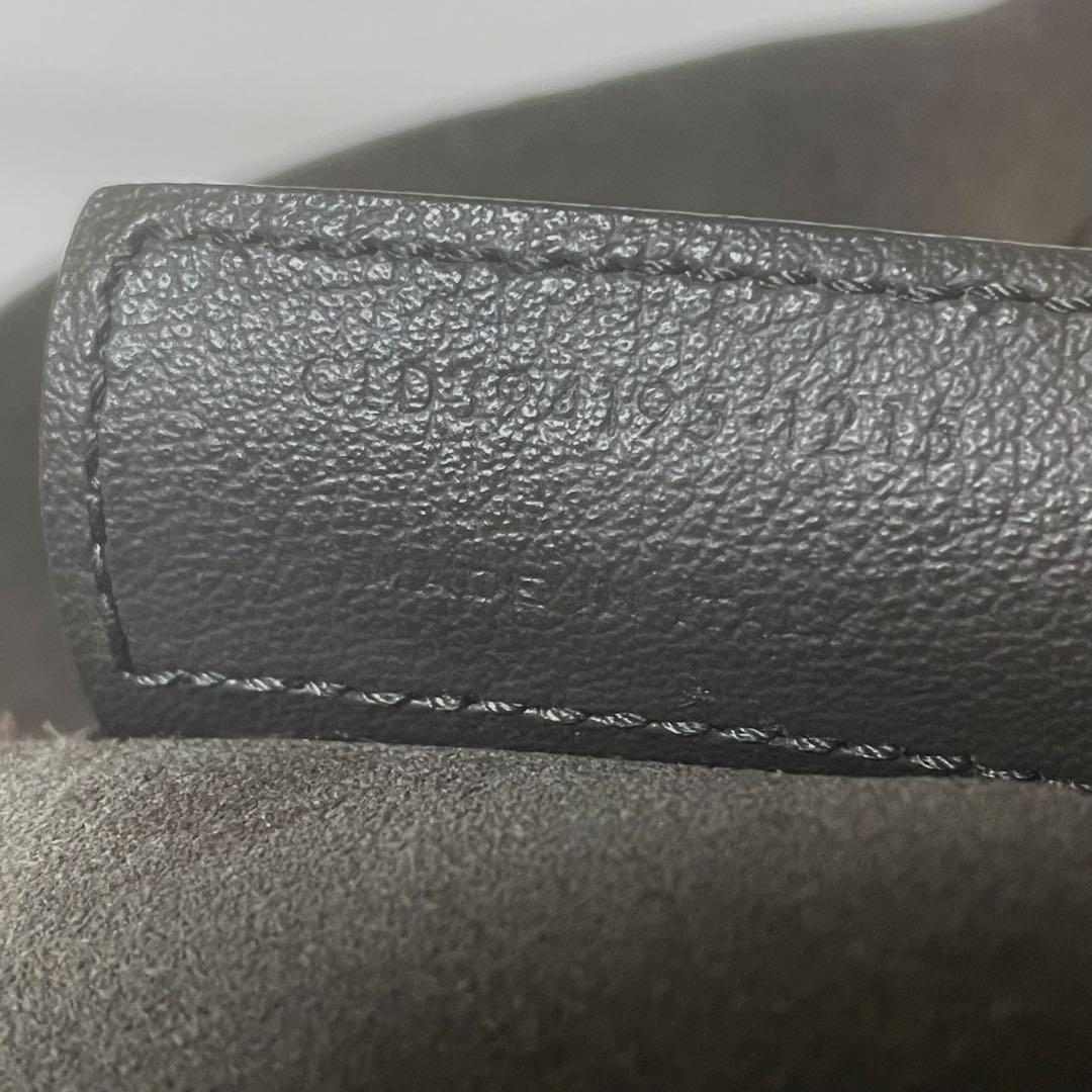 サンローラン サックショッピングトートバッグ ポーチ付 レザー チャコールグレー