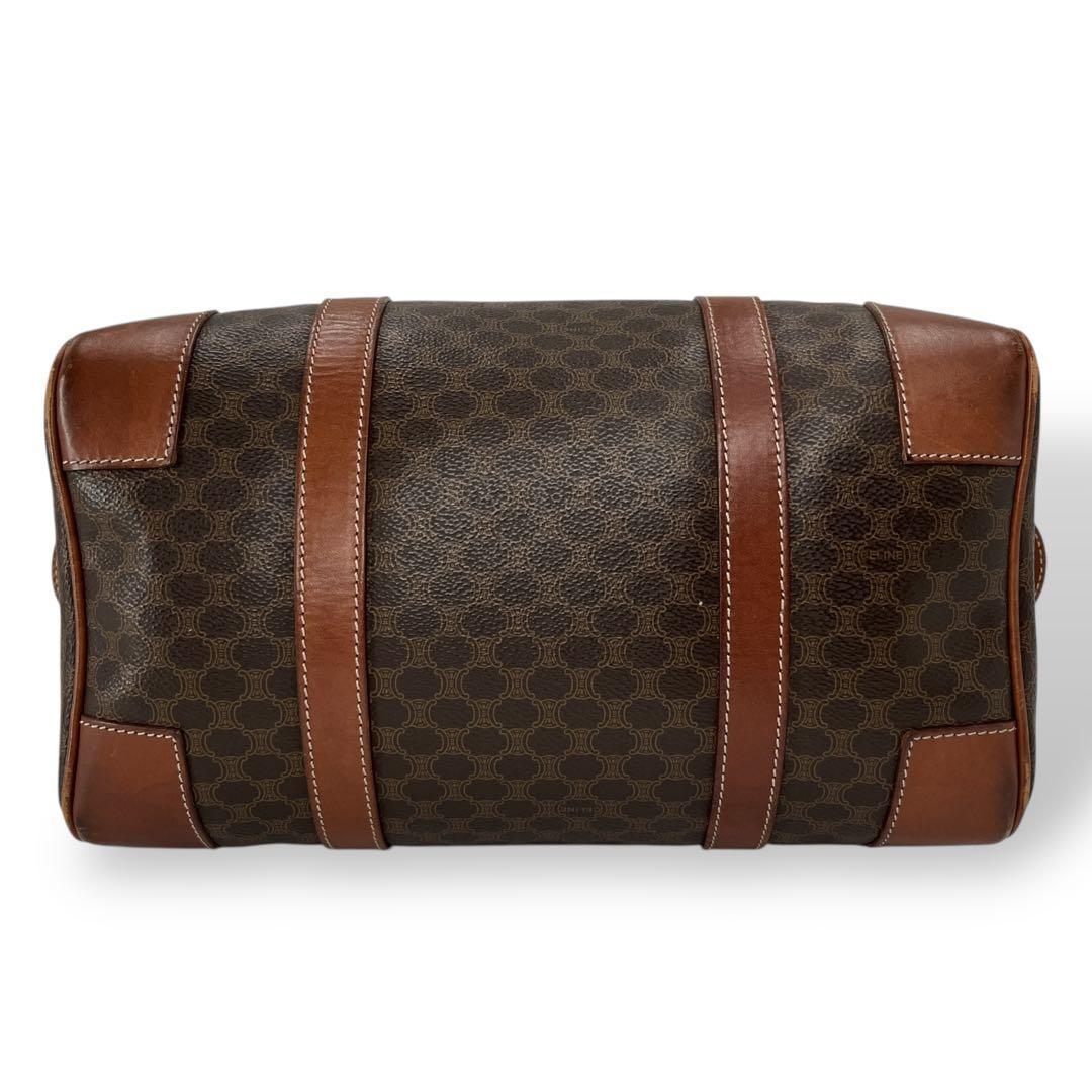 オールド　セリーヌ　マカダム柄　トリオンフ　ミニボストン　PVCレザー　ブラウン