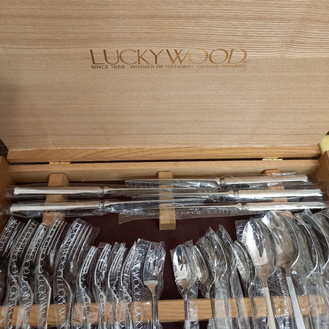 【未使用】LUCKY WOOD 18-12 カトラリーセット 25点 木製ケース