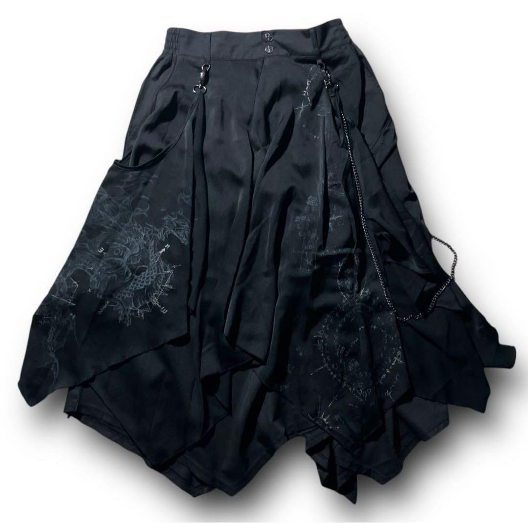 オッズオン OZZ CONTE 変形 チェーン 布帛 スカート パンツ ドラゴン